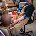 Doug Fitch and Hannah McAndrew making a jug for me